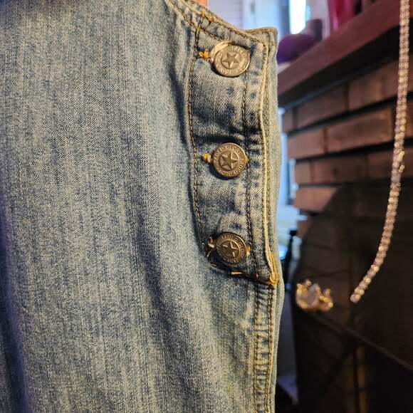 Vtg Faded Glory Authentic Wear Women's Med Denim Overall Jumper Mini Dress - Picture 7 of 8